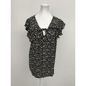 OLD NAVY Women’s Ruffled Crinkle-Texture Tie-Front Blouse Top  XL  Animal Print